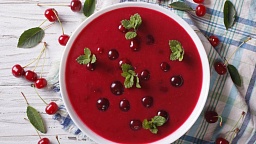 Диетическая карточка «Вишнёвый суп» участников 3-го сезона специального проекта «Я худею!» телеканала НТВ Маленькая фотография блюда по рецепту «Вишнёвый суп»